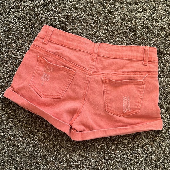 Denim Blvd Coral Pink Distressed Cuffed Jean Shorts, Size Small Cotton Spandex - Picture 8 of 9